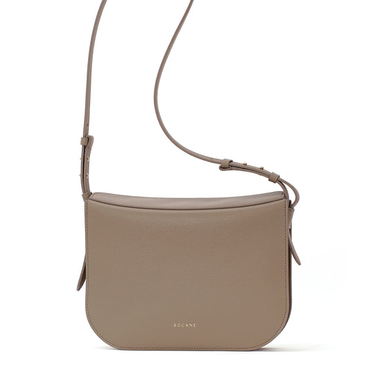 Maxi Demoiselle Bag, Textured Leather, Greige