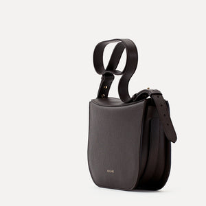 Midi Demoiselle Bag, Textured Leather, Dark Chocolate