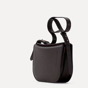Midi Demoiselle Bag, Textured Leather, Dark Chocolate