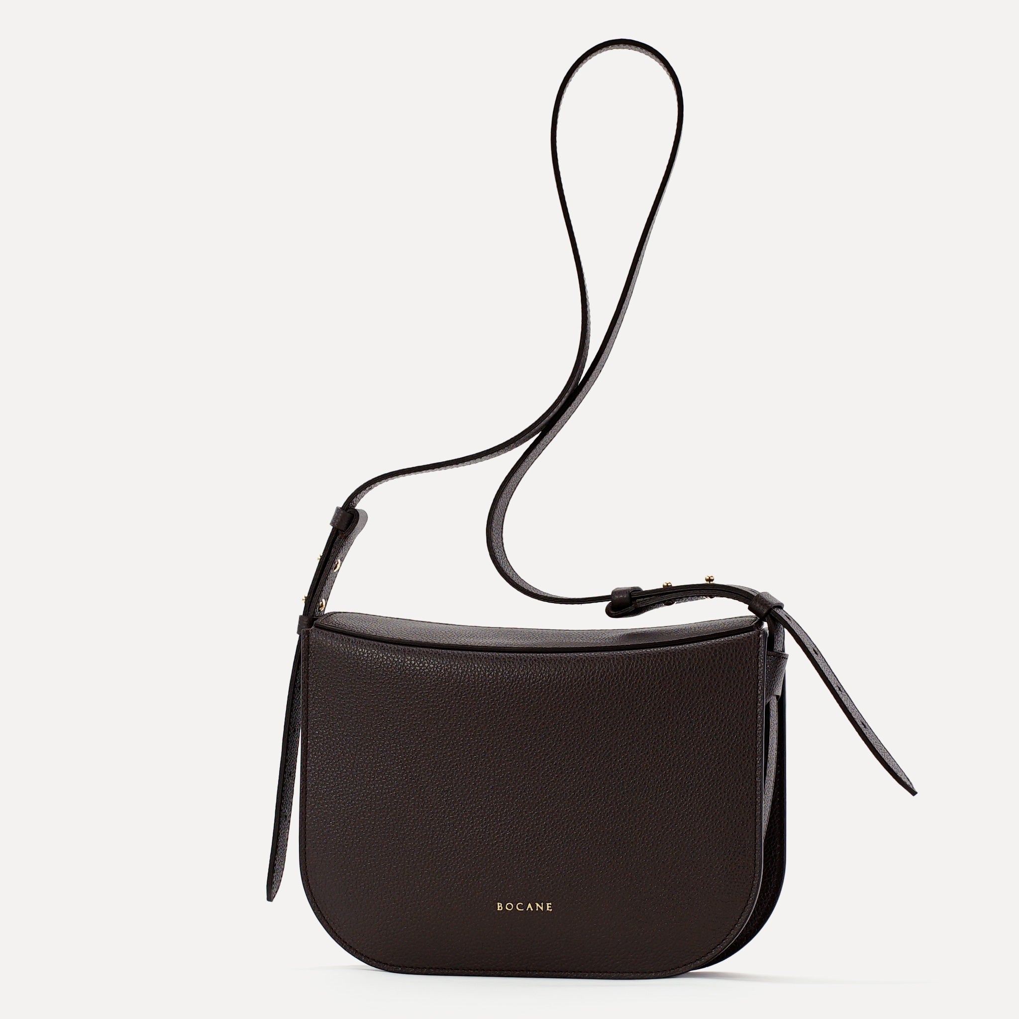 Midi Demoiselle Bag, Textured Leather, Dark Chocolate
