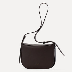 Midi Demoiselle Bag, Textured Leather, Dark Chocolate