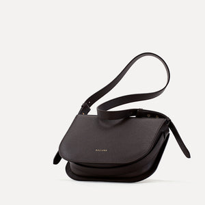 Midi Demoiselle Bag, Textured Leather, Dark Chocolate