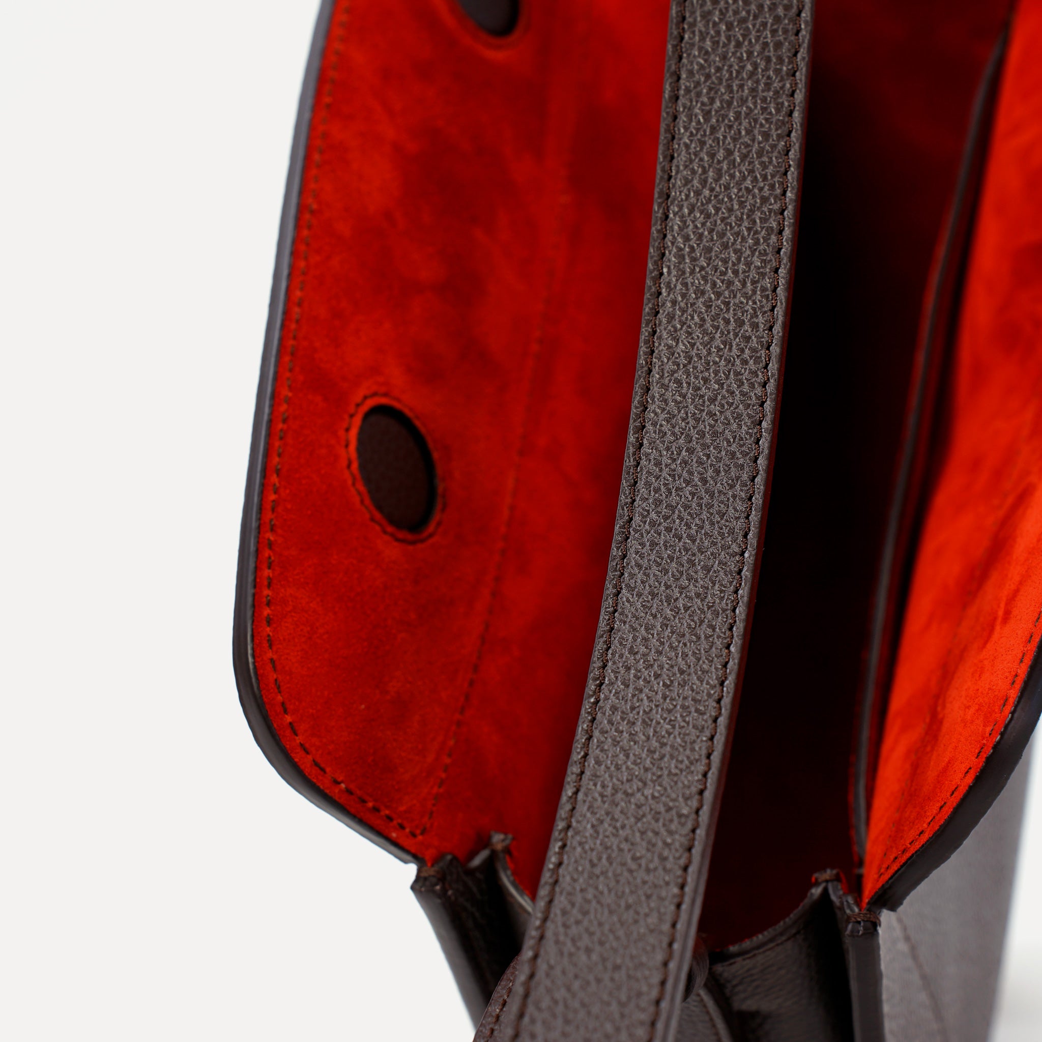 Midi Demoiselle Bag, Textured Leather, Dark Chocolate
