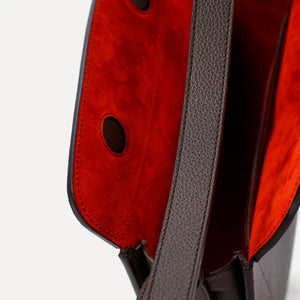 Midi Demoiselle Bag, Textured Leather, Dark Chocolate