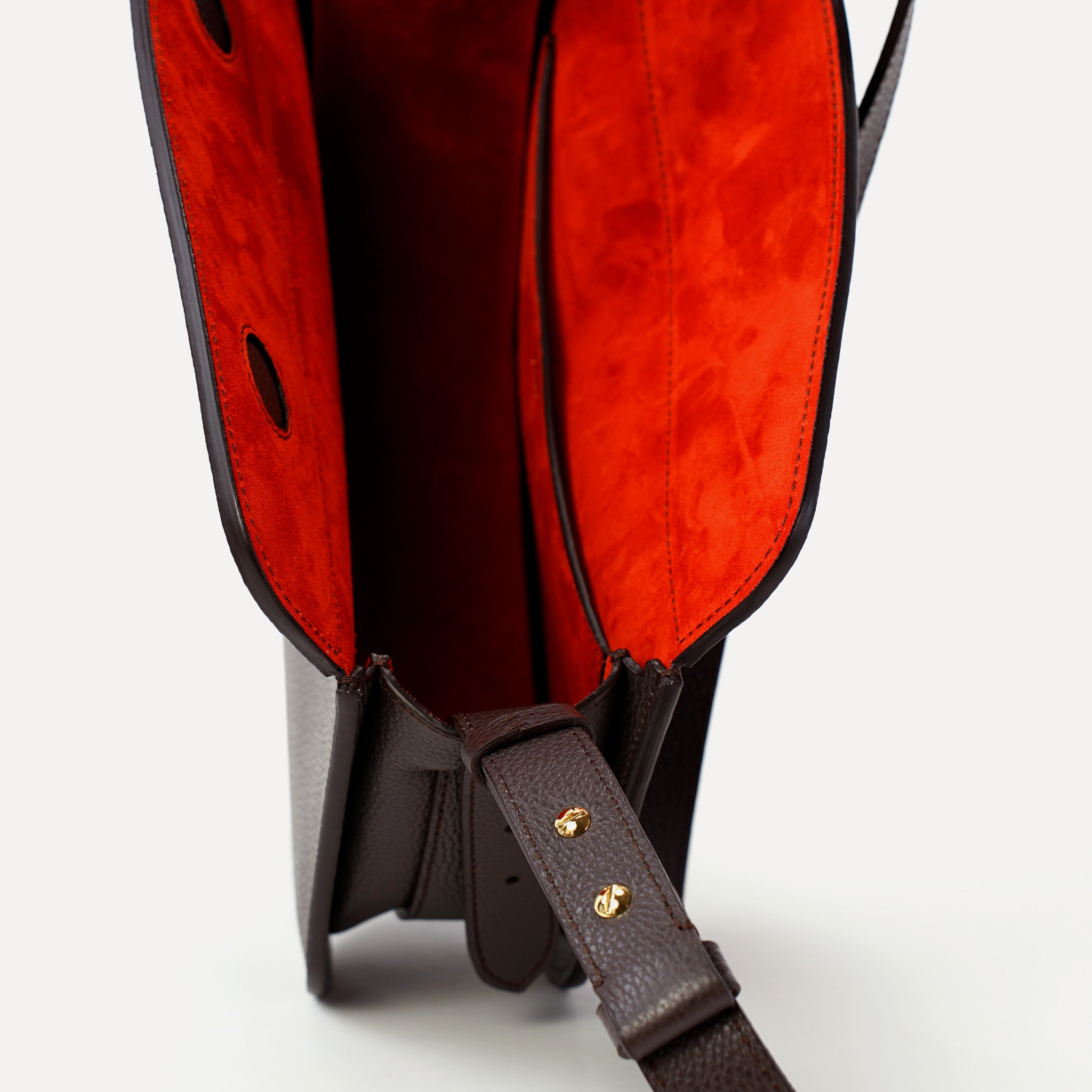Midi Demoiselle Bag, Textured Leather, Dark Chocolate