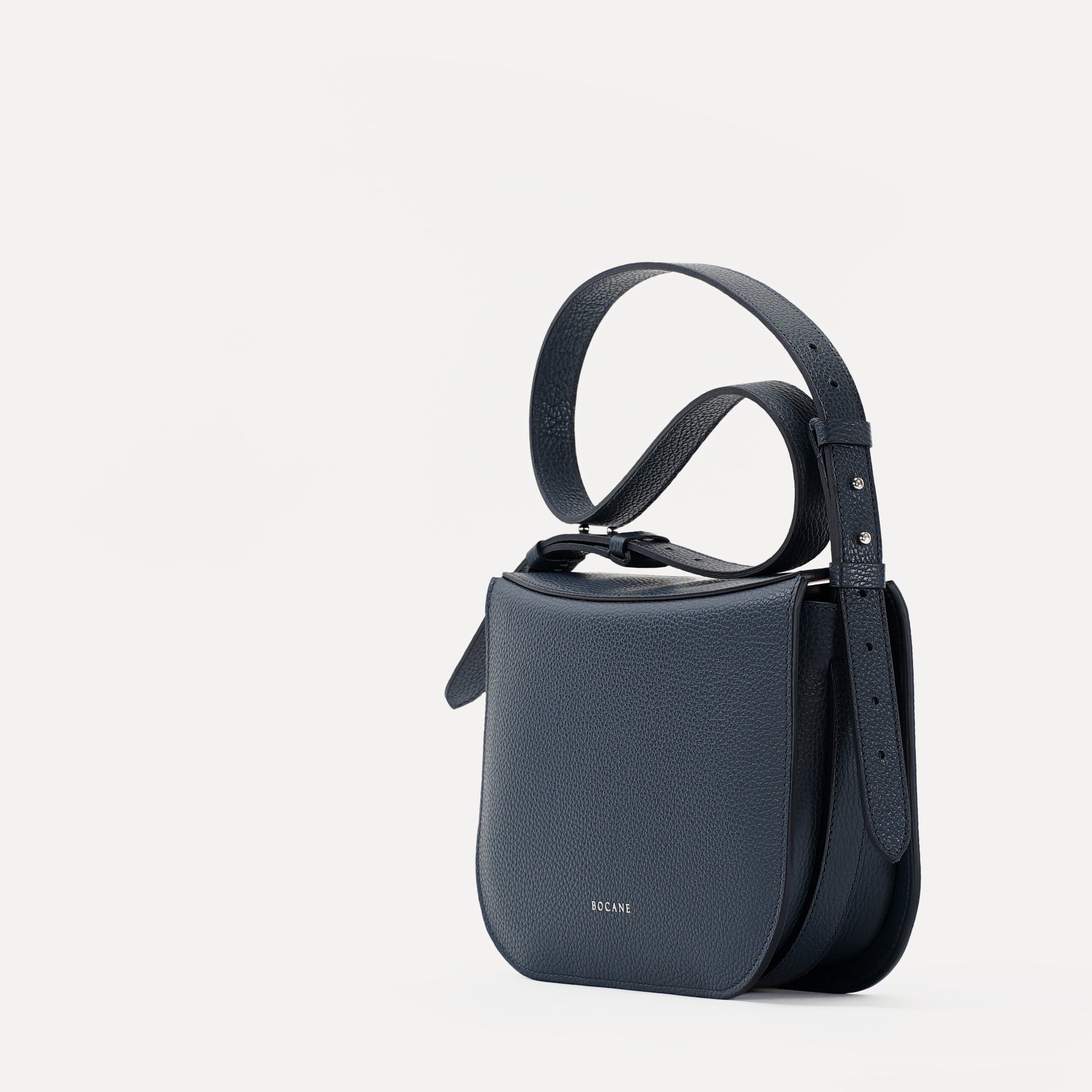 Midi Demoiselle Bag, Textured Leather, Avio Blue