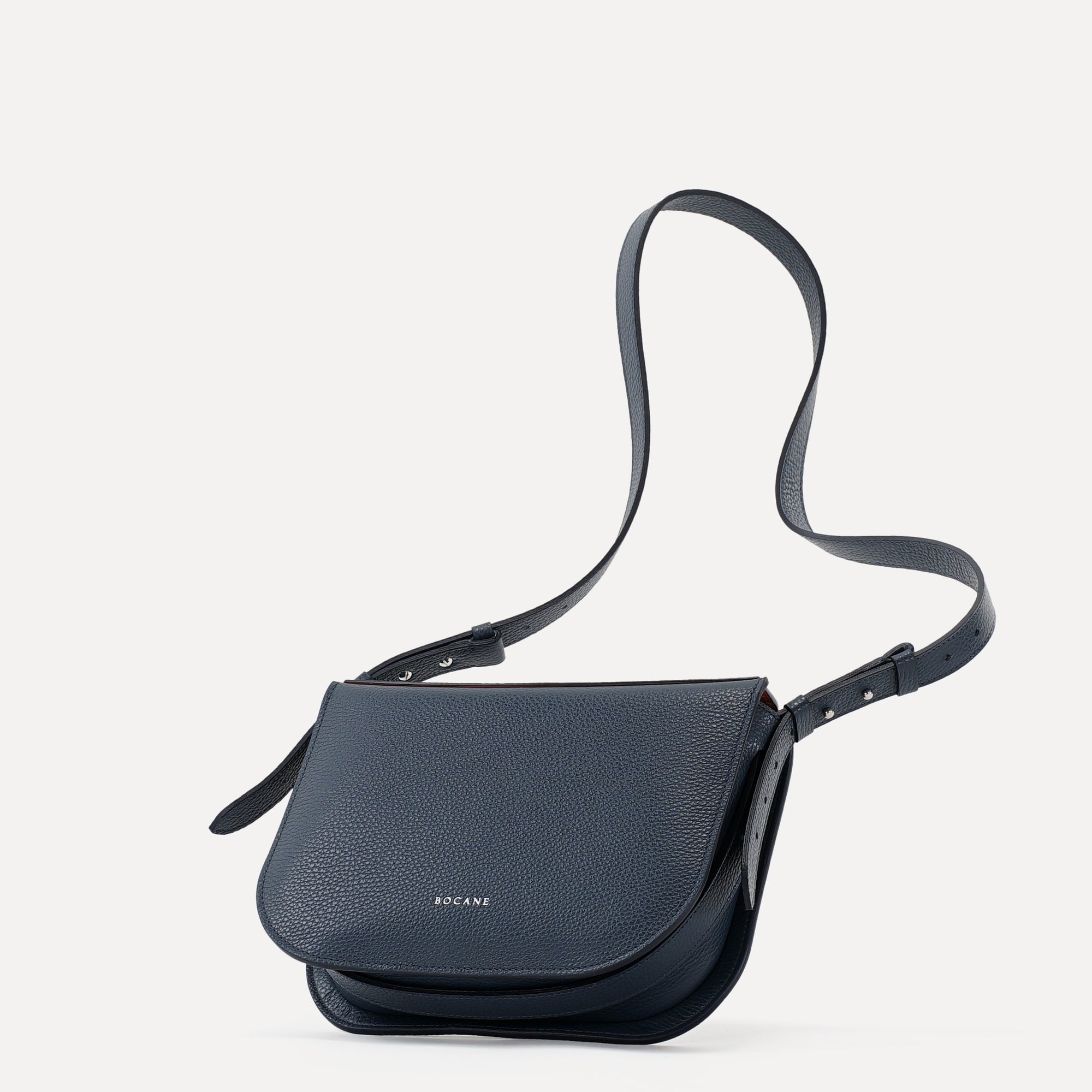 Midi Demoiselle Bag, Textured Leather, Avio Blue