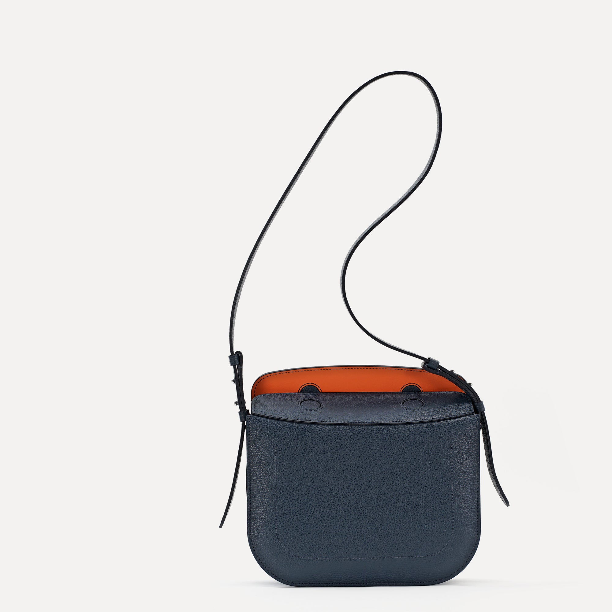 Midi Demoiselle Bag, Textured Leather, Avio Blue