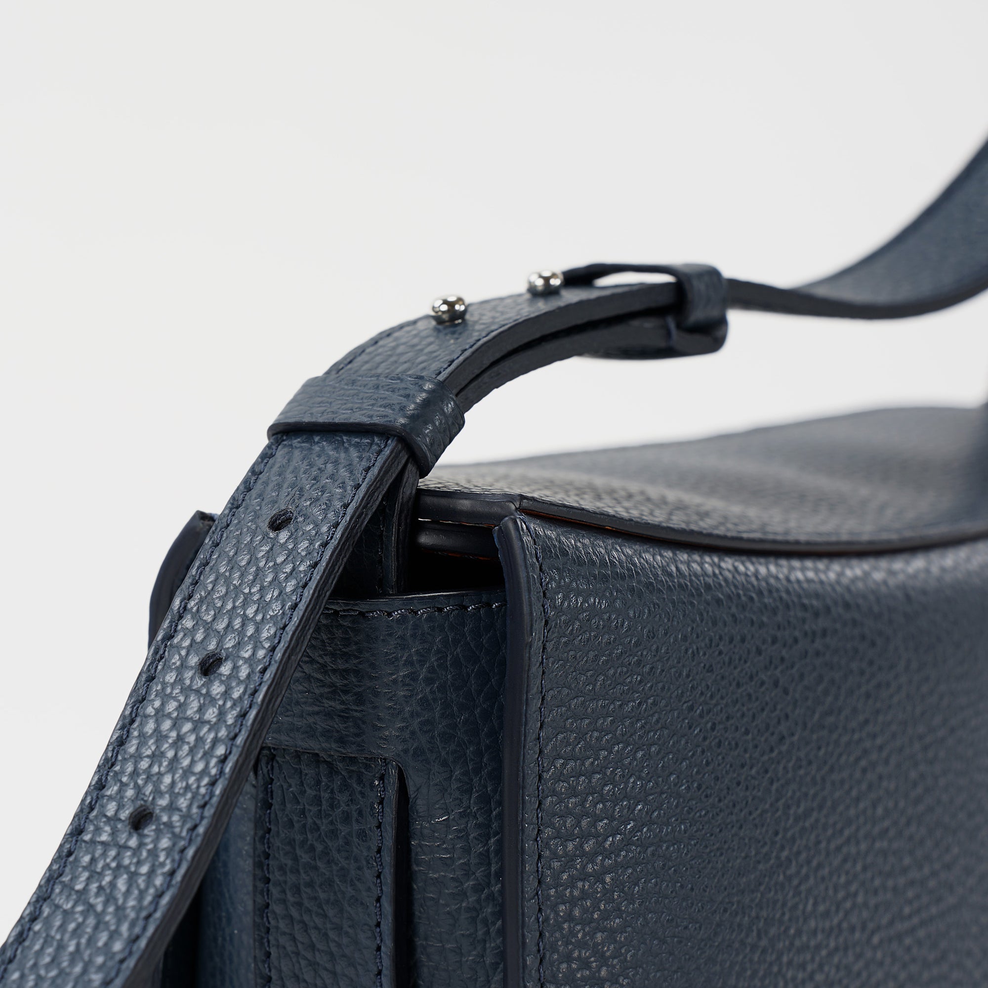 Midi Demoiselle Bag, Textured Leather, Avio Blue