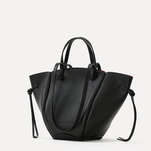 Midi Voulez-Vous Bag, Textured Leather, Black
