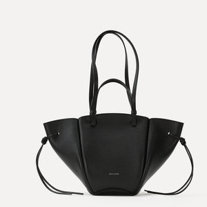 Midi Voulez-Vous Bag, Textured Leather, Black