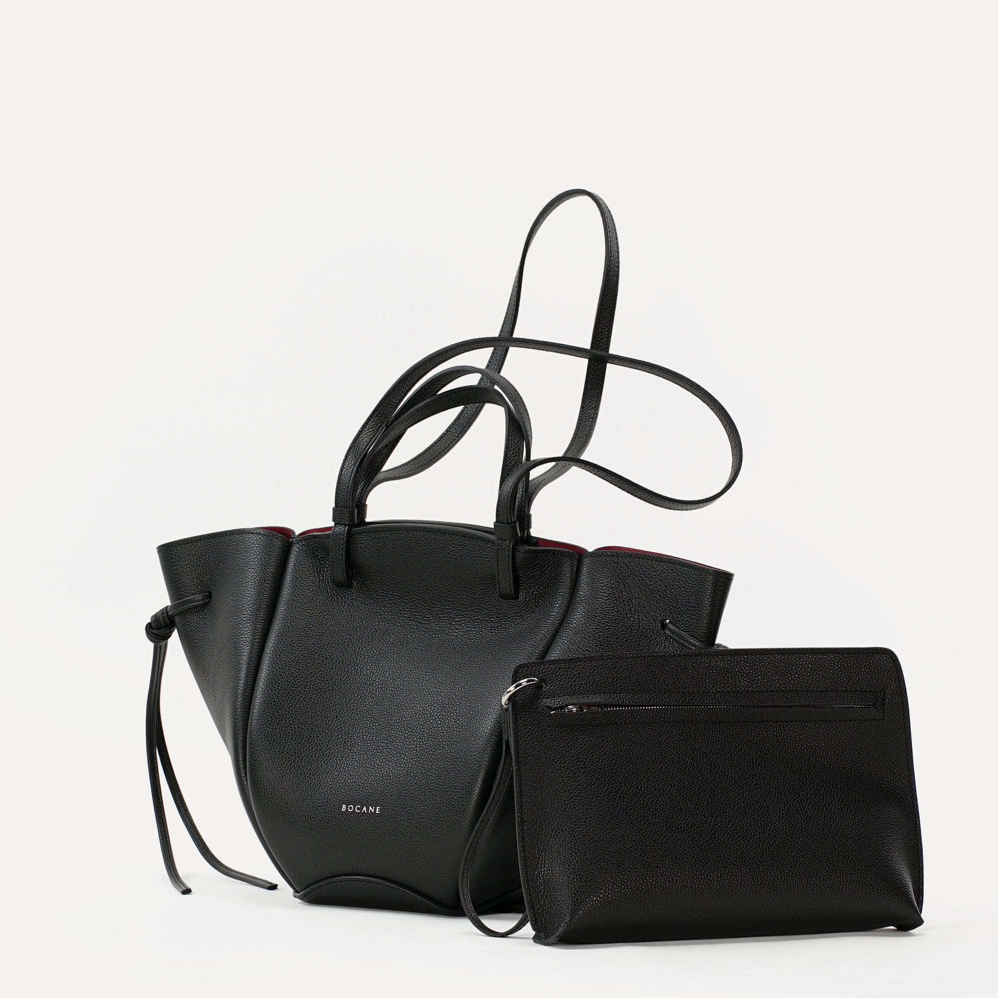 Midi Voulez-Vous Bag, Textured Leather, Black