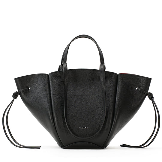 Midi Voulez-Vous Bag, Textured Leather, Black