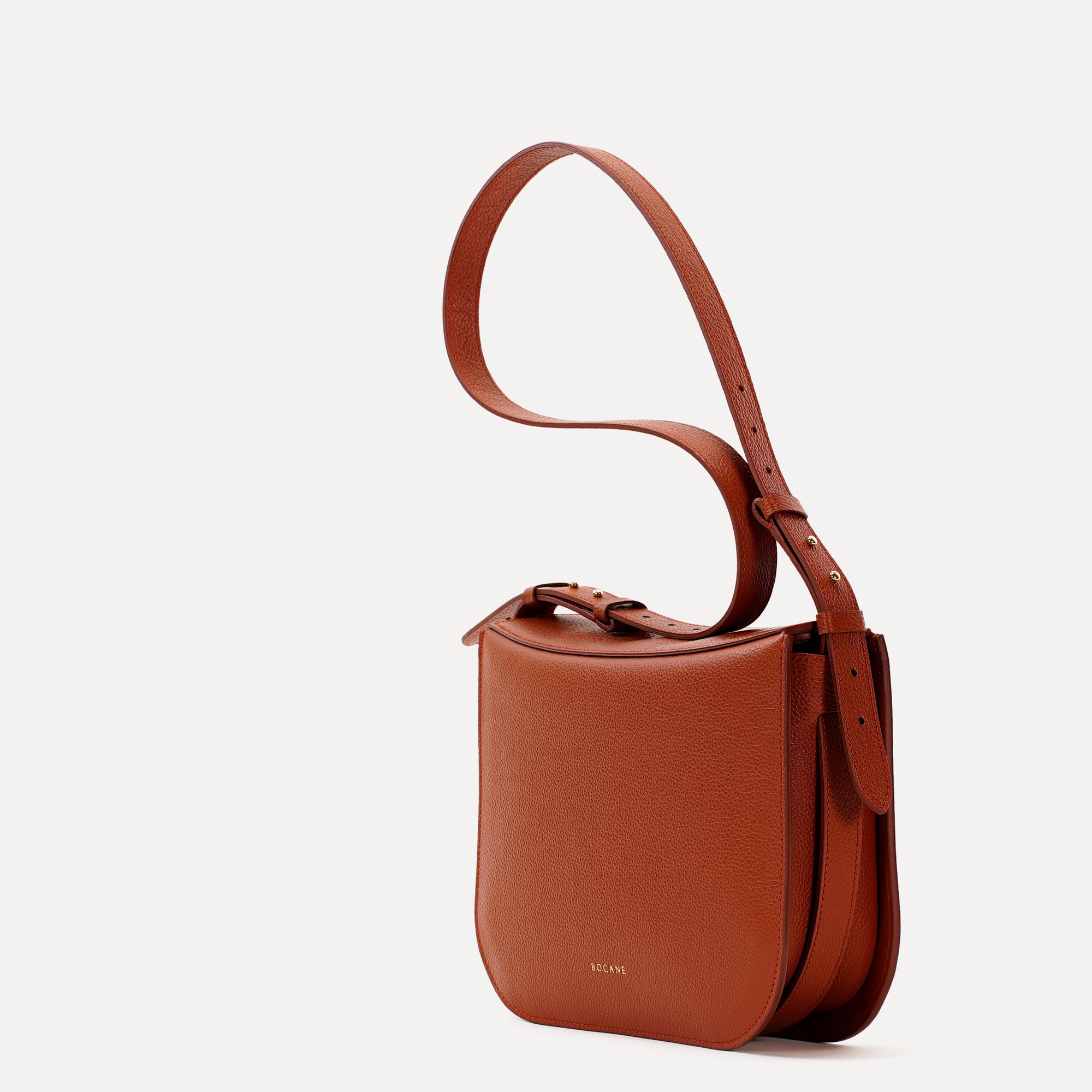 Maxi Demoiselle Bag, Textured Leather, Rust Color