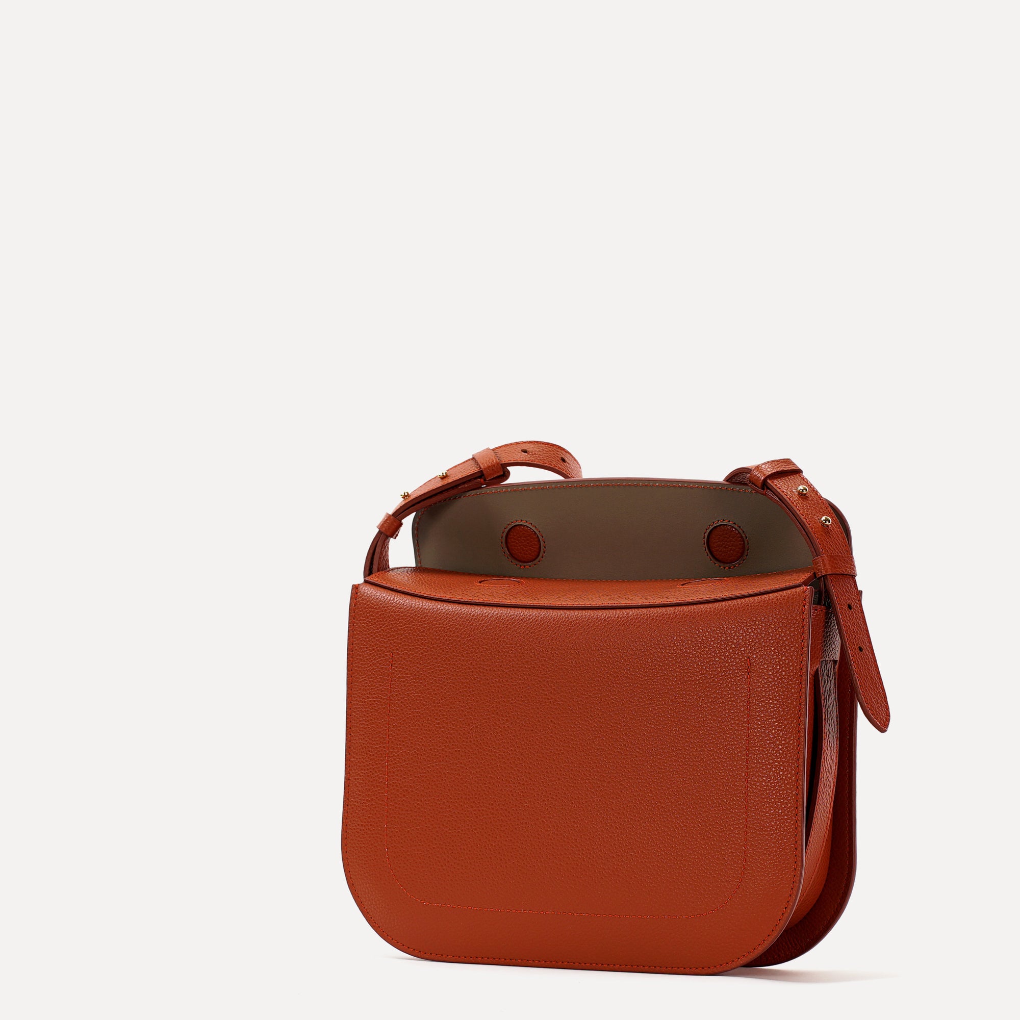 Maxi Demoiselle Bag, Textured Leather, Rust Color