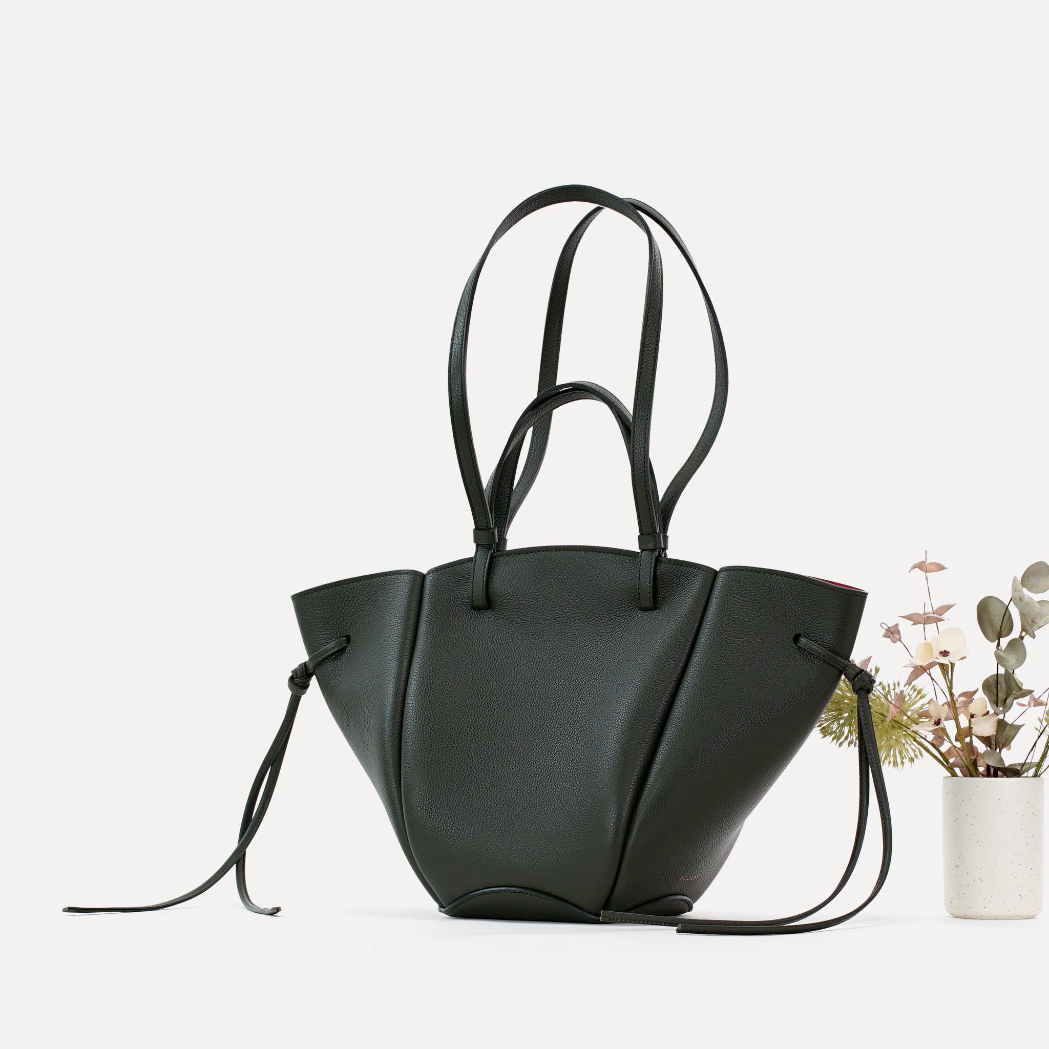Midi Voulez-Vous Bag, Textured Leather, Green Loden