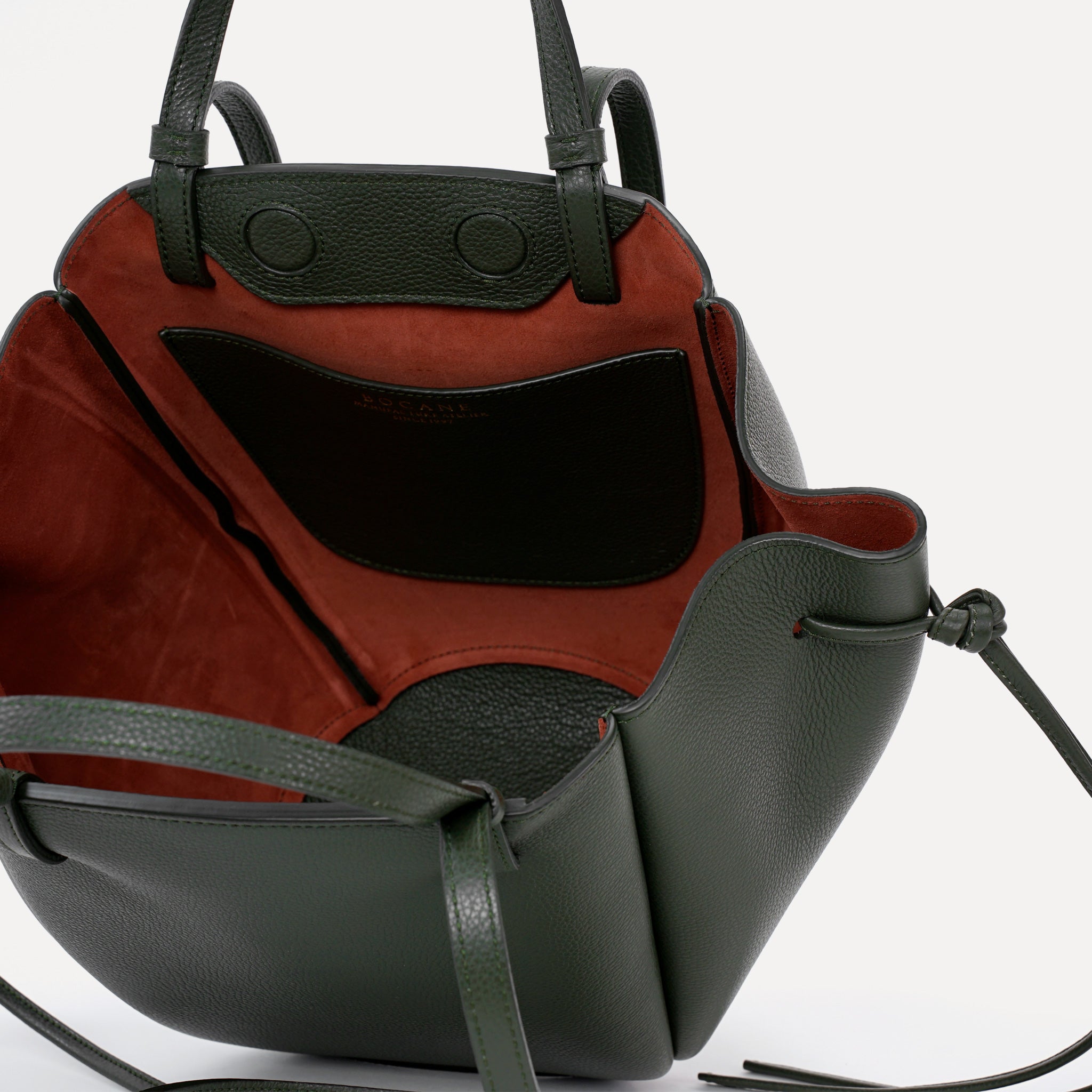 Midi Voulez-Vous Bag, Textured Leather, Green Loden