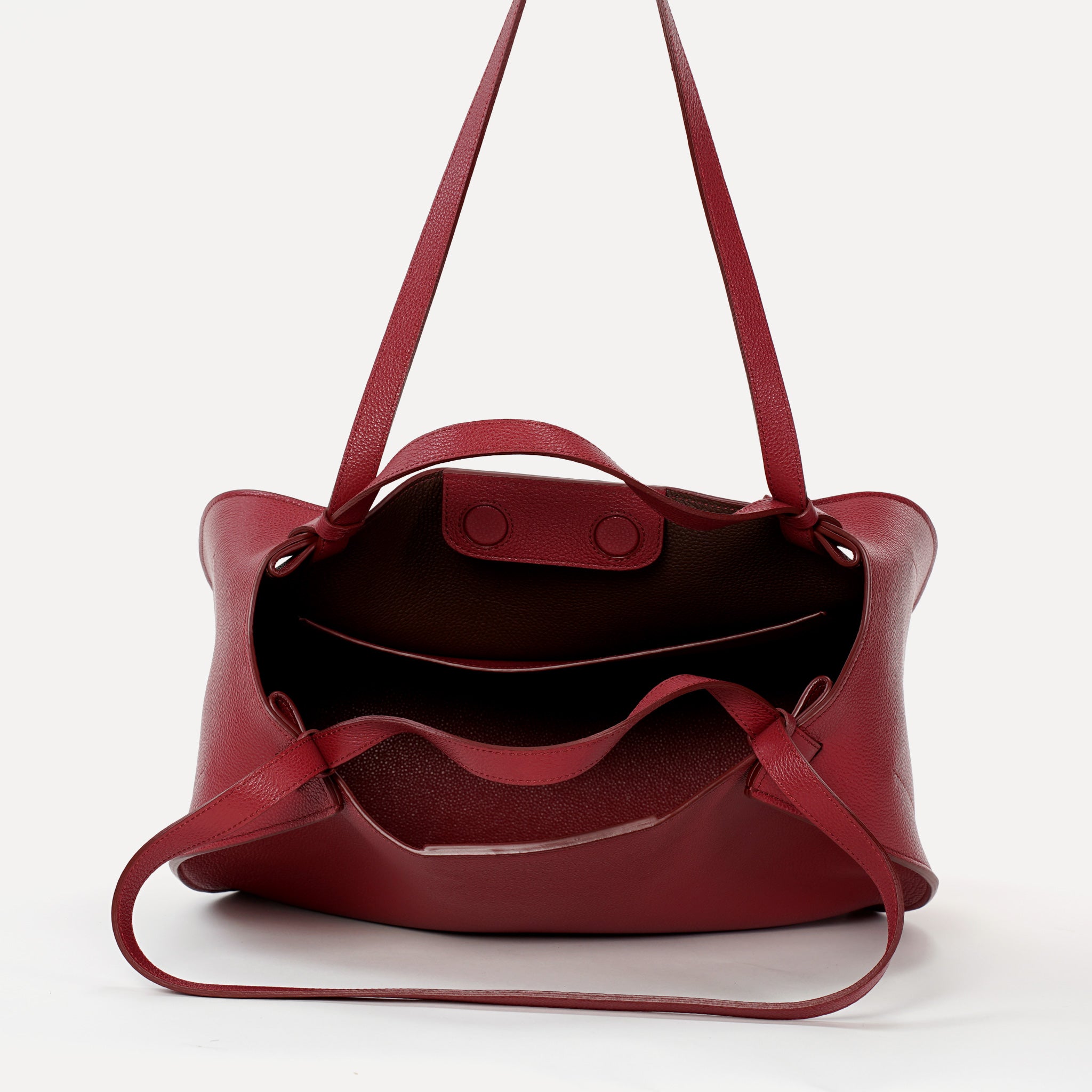 Amarante Bureau Maxi Bag, Textured Leather, Euphoria Red