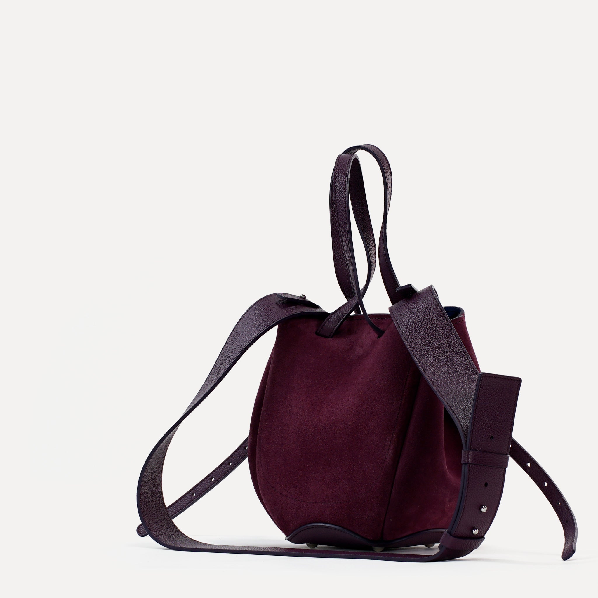 Mini Petal Bag, Suede, Burgundy-Purple