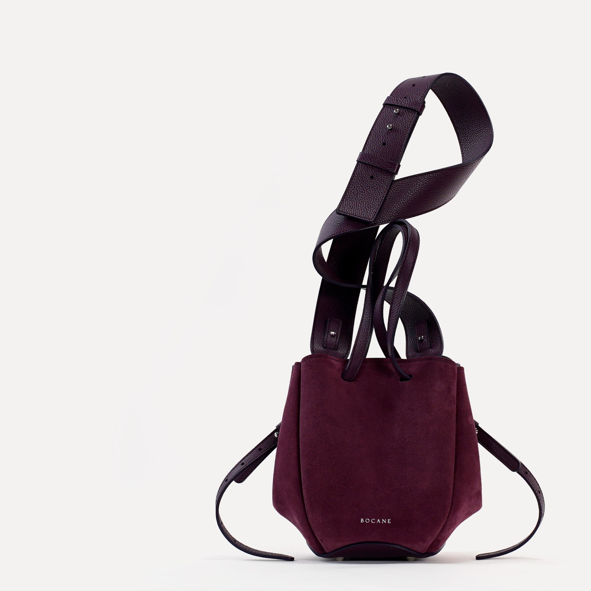 Mini Petal Bag, Suede, Burgundy-Purple