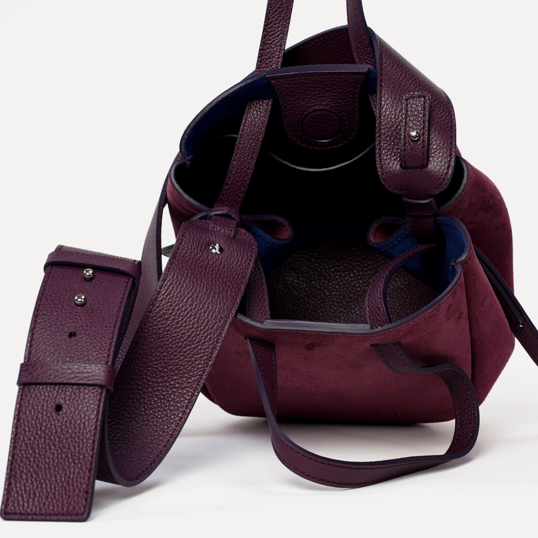 Mini Petal Bag, Suede, Burgundy-Purple