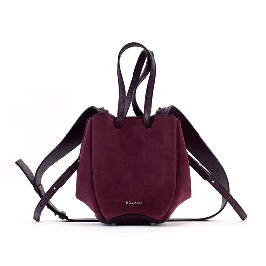 Mini Petal Bag, Suede, Burgundy-Purple