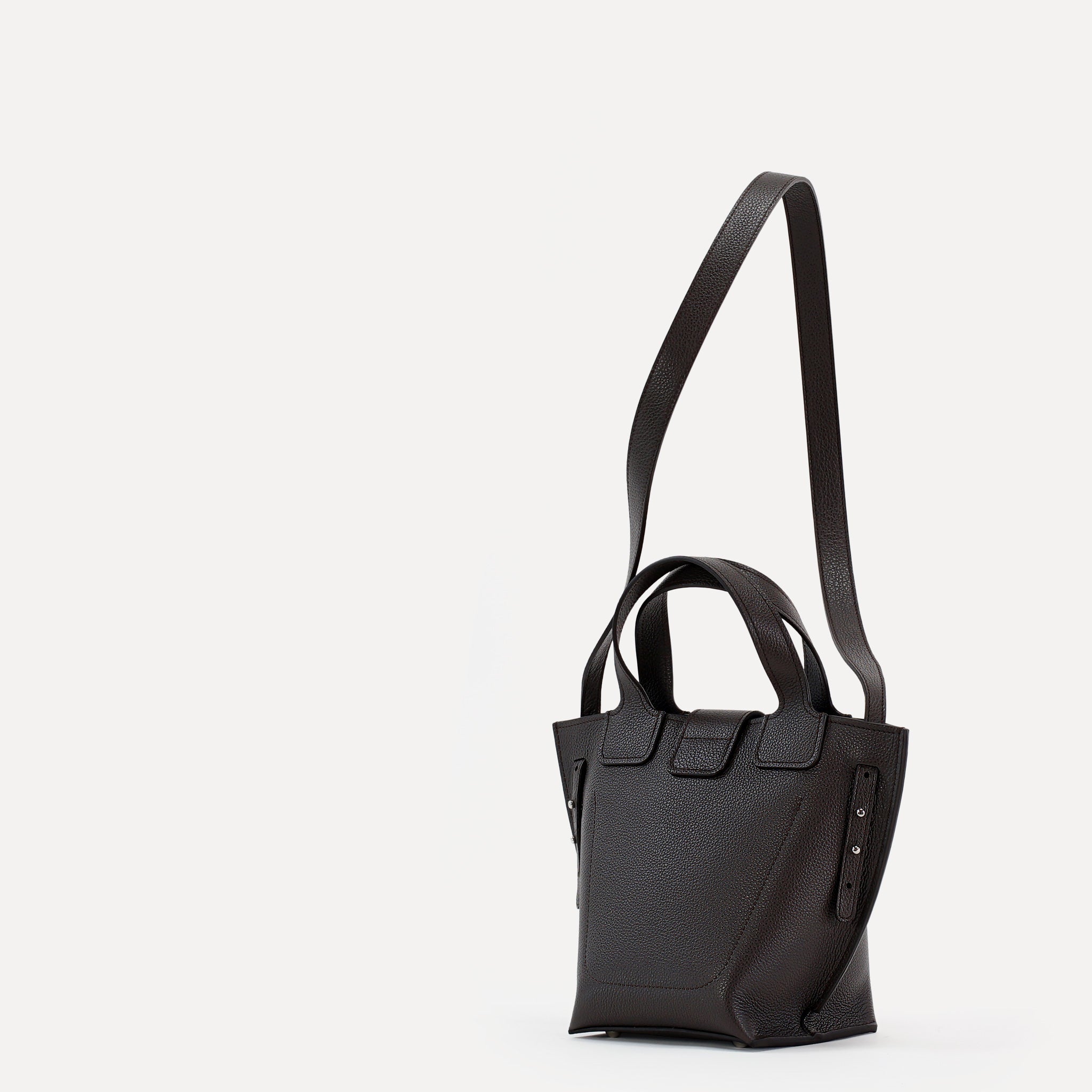 Caprice Bag, Textured Leather, Color Dark Chocolate