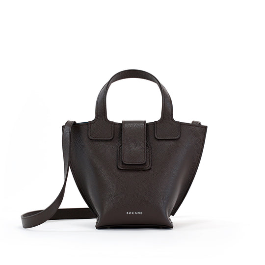 Caprice Bag, Textured Leather, Color Dark Chocolate