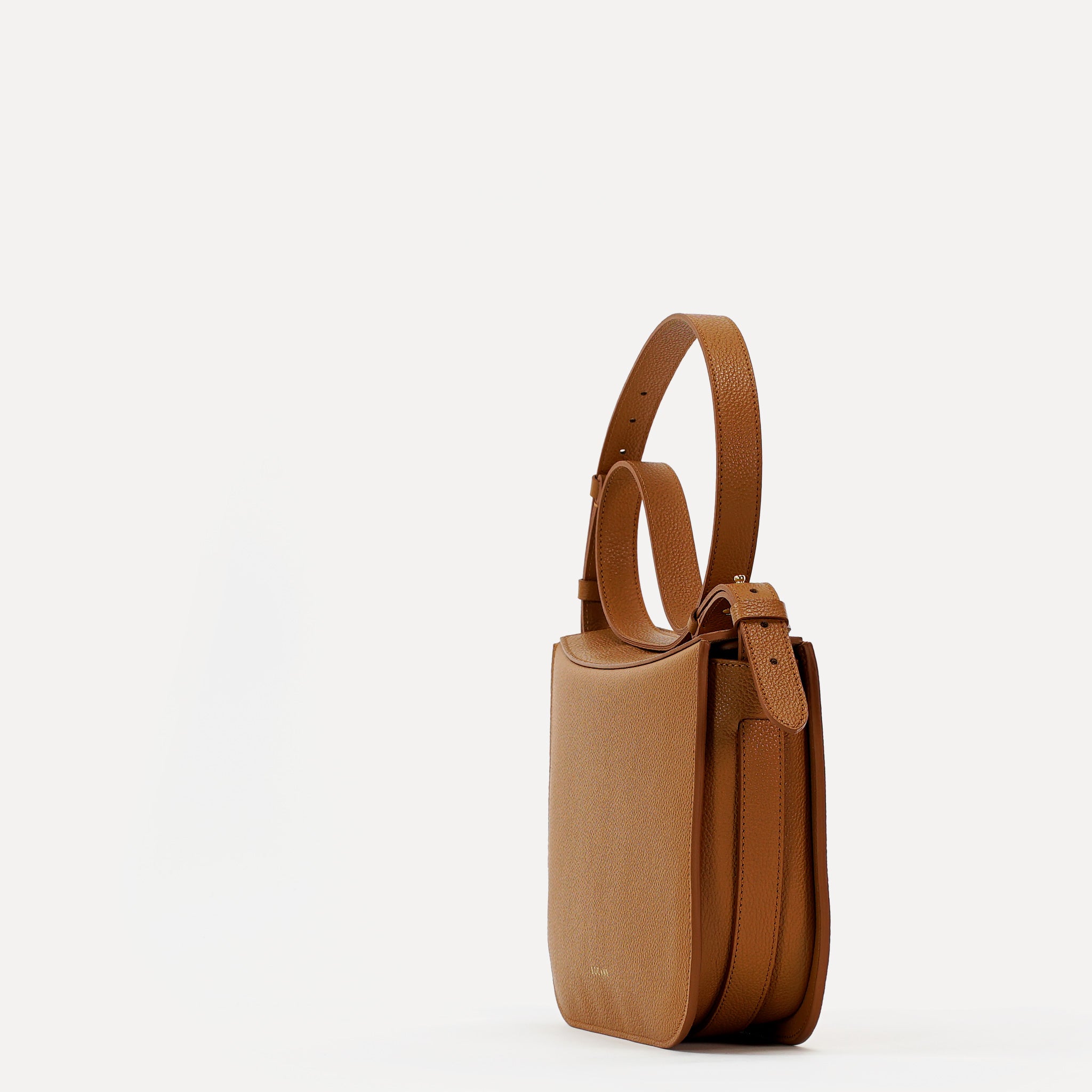 Maxi Demoiselle Bag, Textured Leather, Caramel