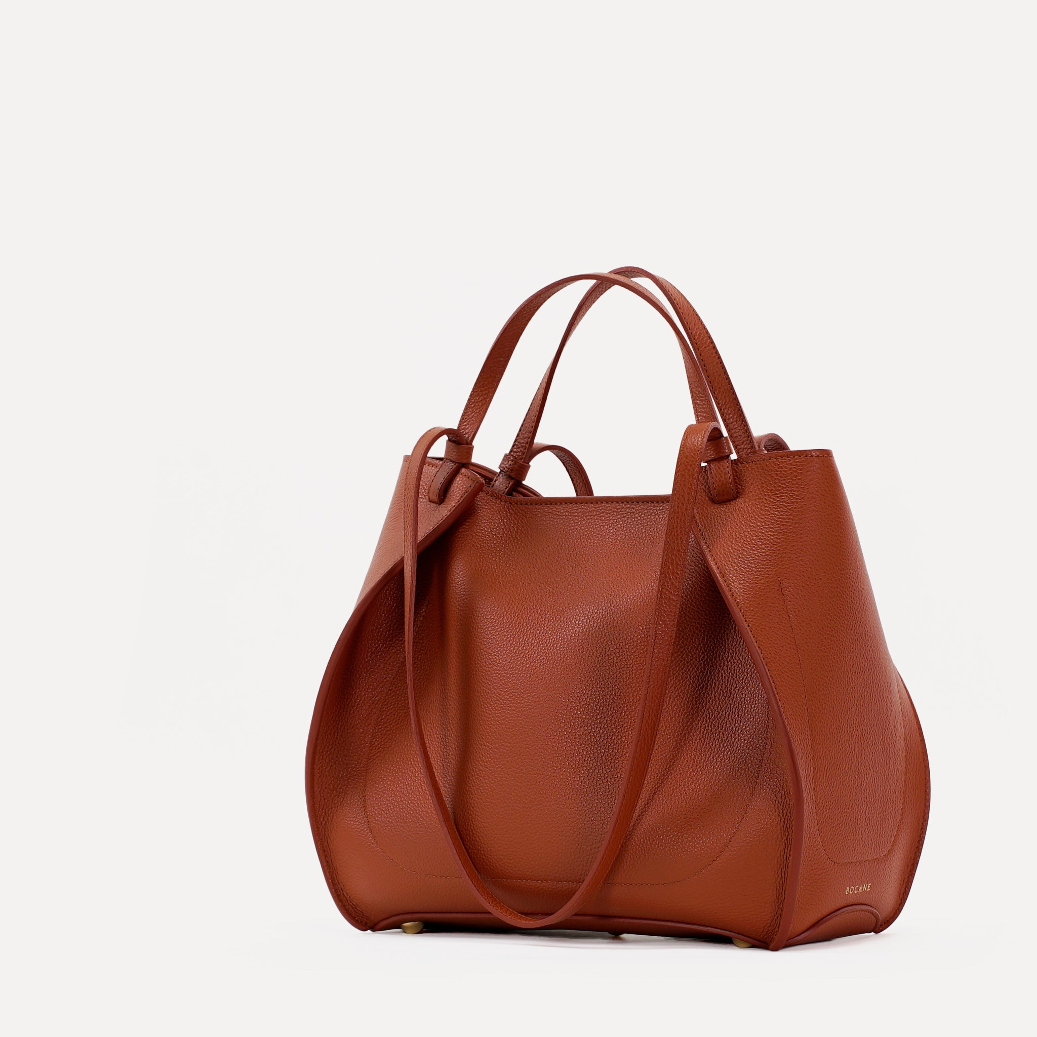Amarante Bureau Bag, Textured Leather, Rust