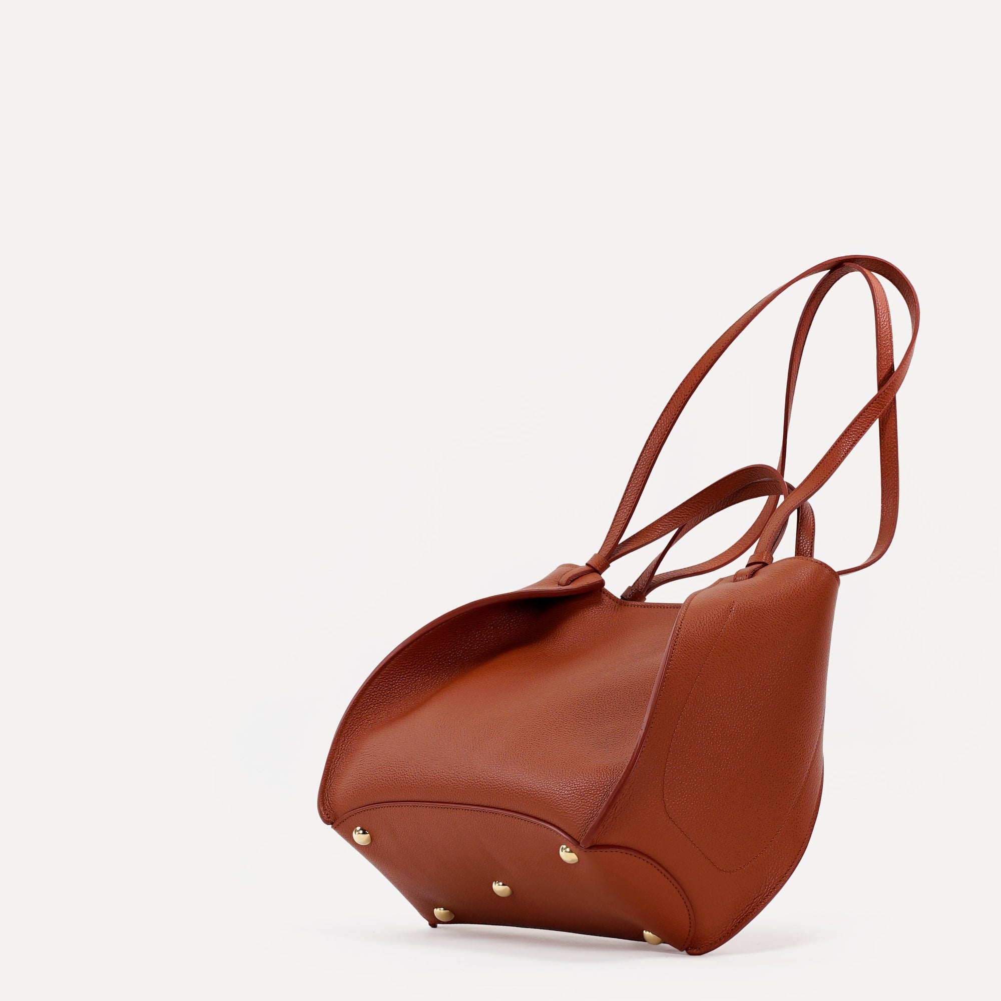 Amarante Bureau Bag, Textured Leather, Rust