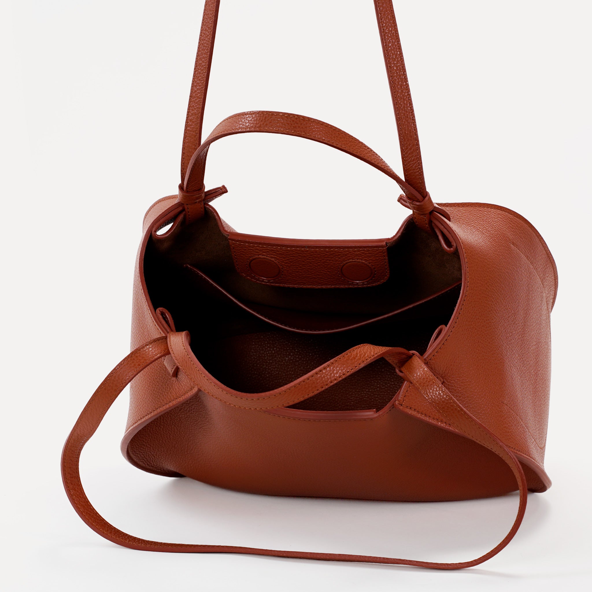 Amarante Bureau Bag, Textured Leather, Rust