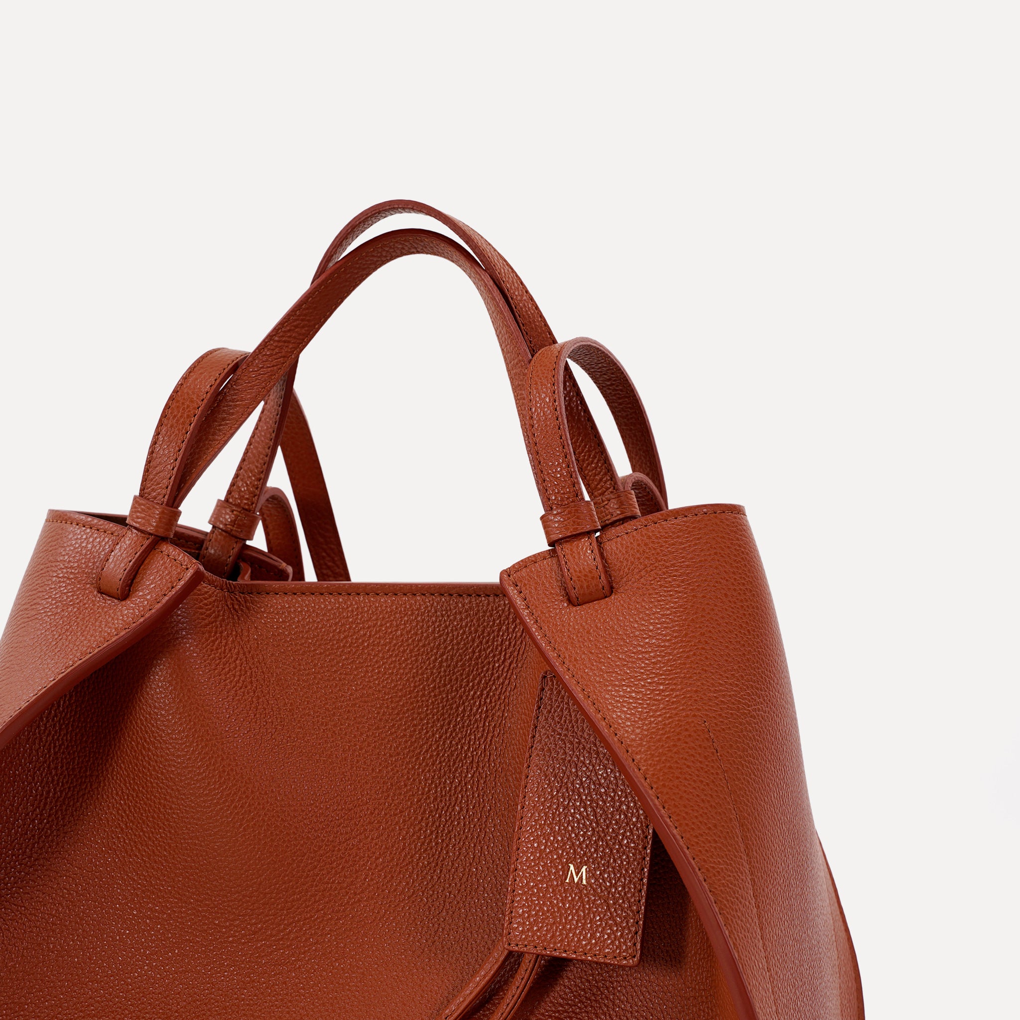 Amarante Bureau Bag, Textured Leather, Rust