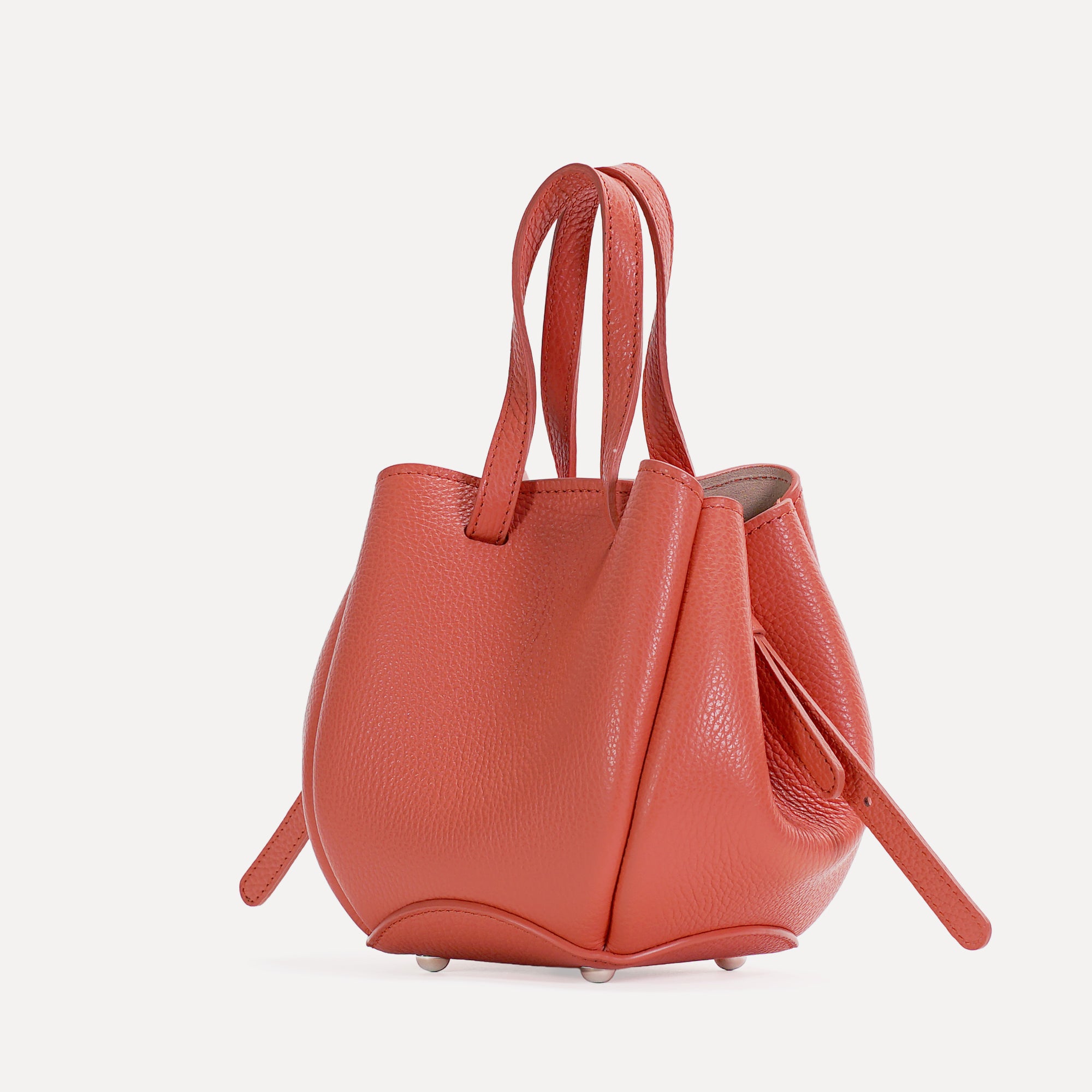 Bijou Pétale Bag, Textured Leather, Coral Color