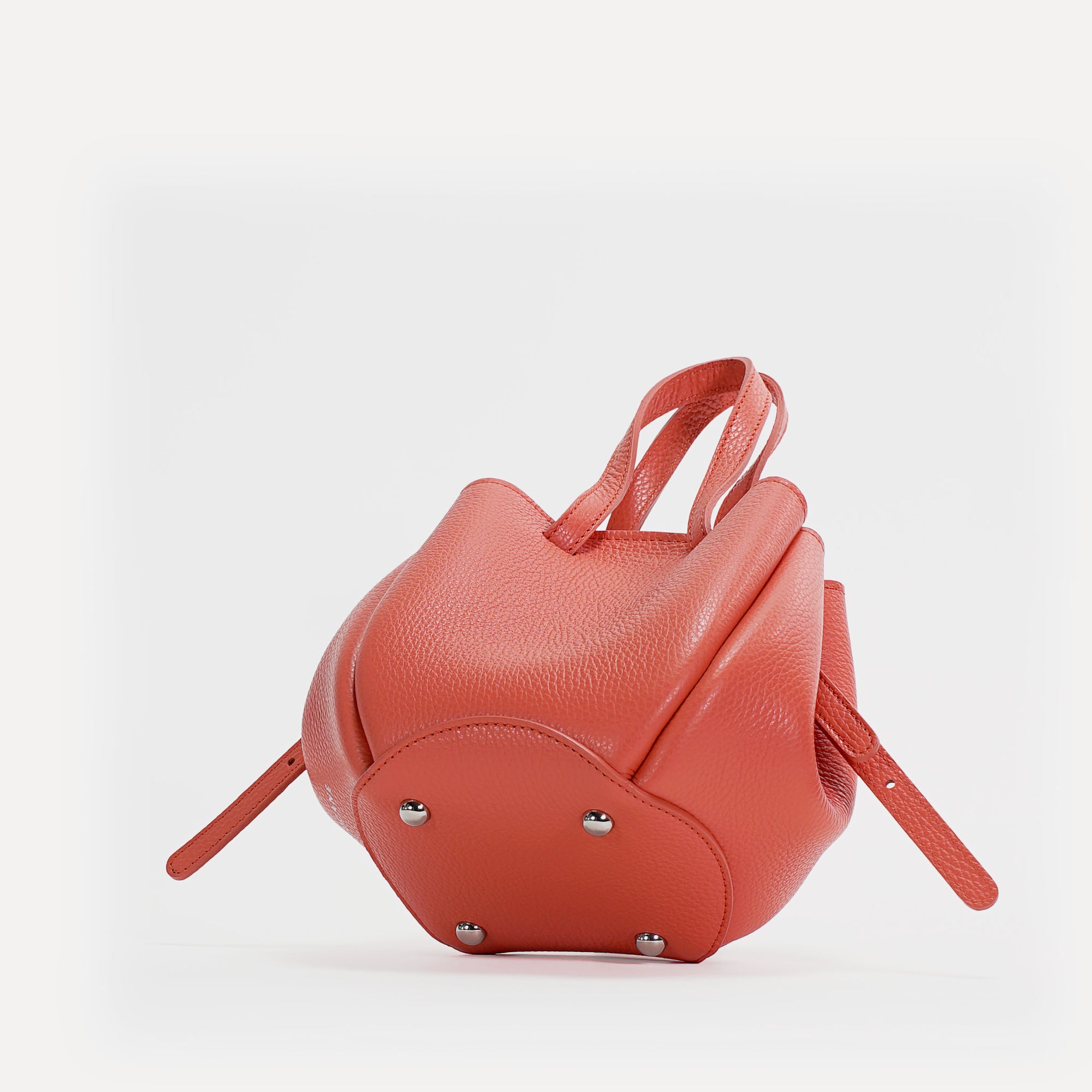 Bijou Pétale Bag, Textured Leather, Coral Color