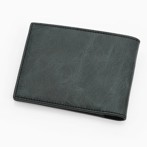 Black Slim Leather Wallet, Antique Finish