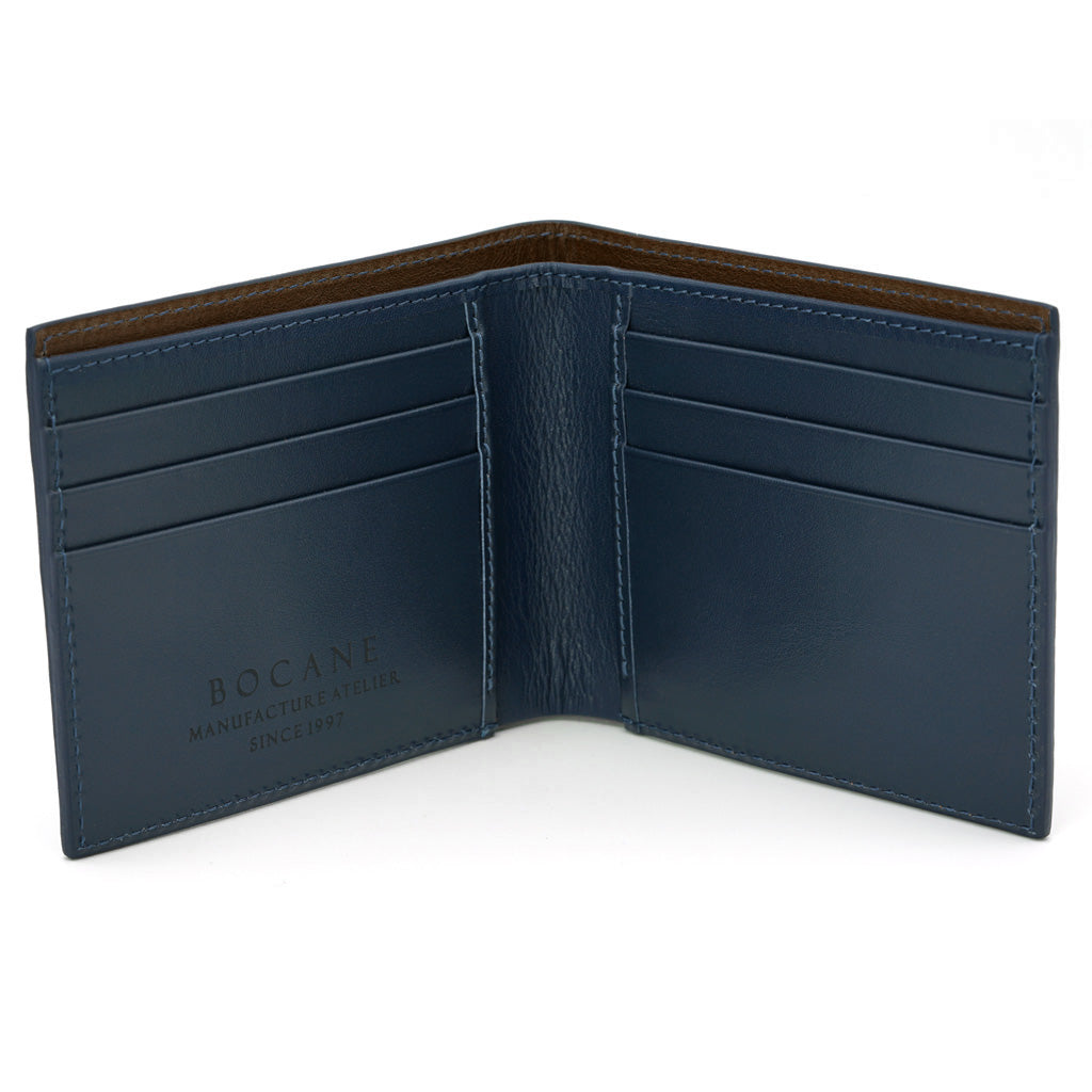 Slim Leather Wallet, Saffiano,Navy Blue