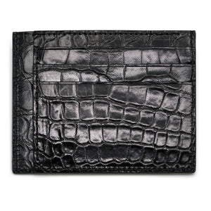 Card Holder with Black Alligator Leather