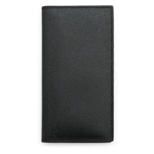 Tall Wallet in Textured Leather, Matte Black