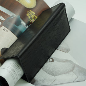 Long Crocodile Print Calf Leather Wallet, Matte Black