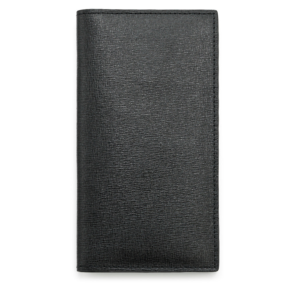 Saffiano Leather Long Wallet, Black