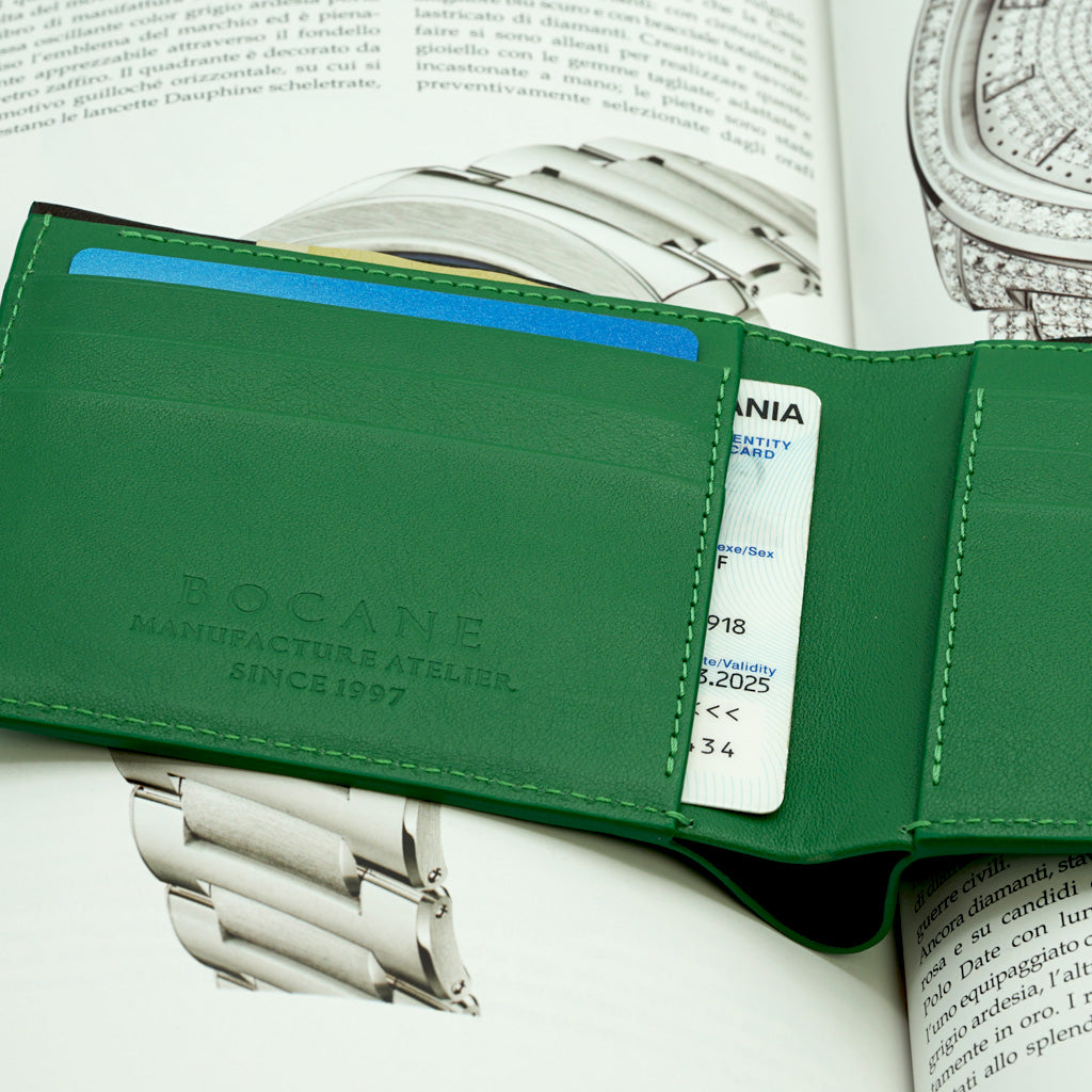 Slim Wallet, Fresh Green Full Grain Leather