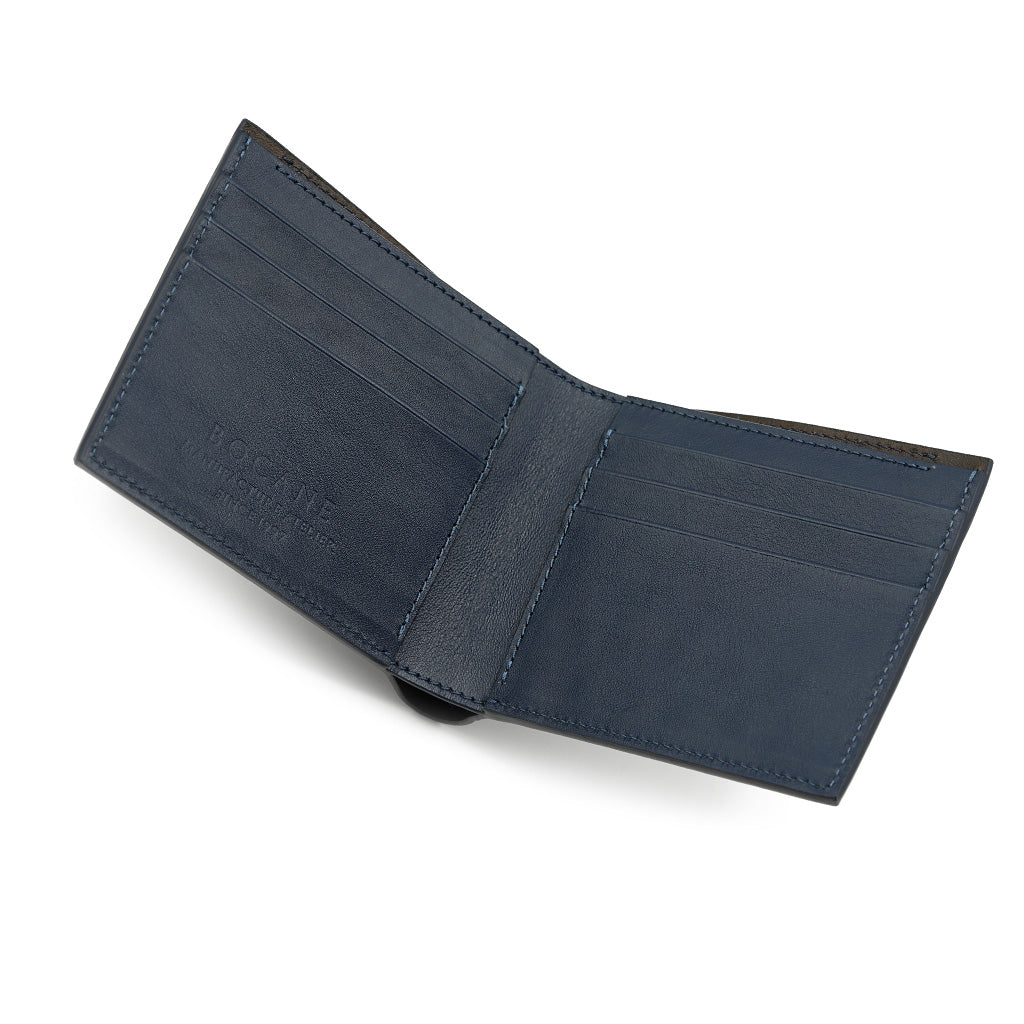 Slim Crocodile Print Leather Wallet in Cognac Brown