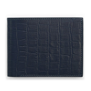 Slim Crocodile Print Leather Wallet in Cognac Brown
