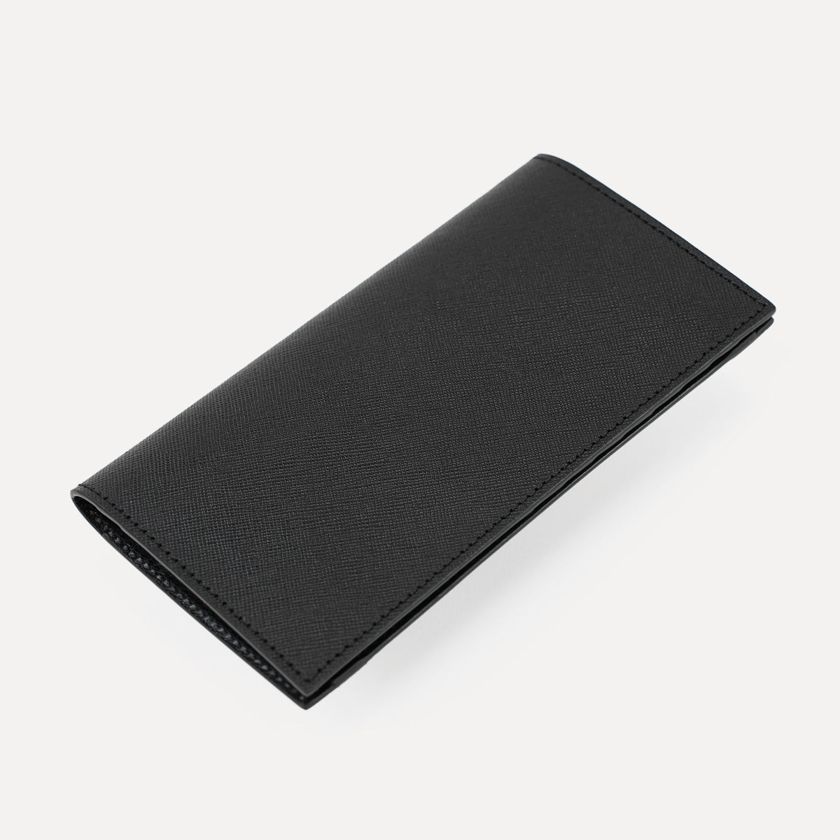 Saffiano Leather Long Wallet, Black