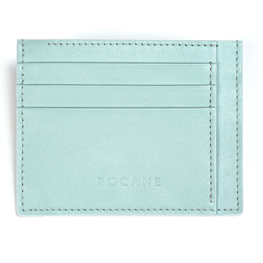 Full Grain Leather Wallet, Extra Slim, Blue Aqua