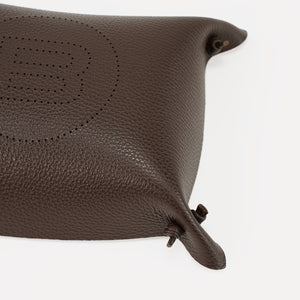 Fine Leather Tray, Contrast Espresso Brown - Orange