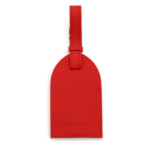 Bright Red Leather Luggage Tag 