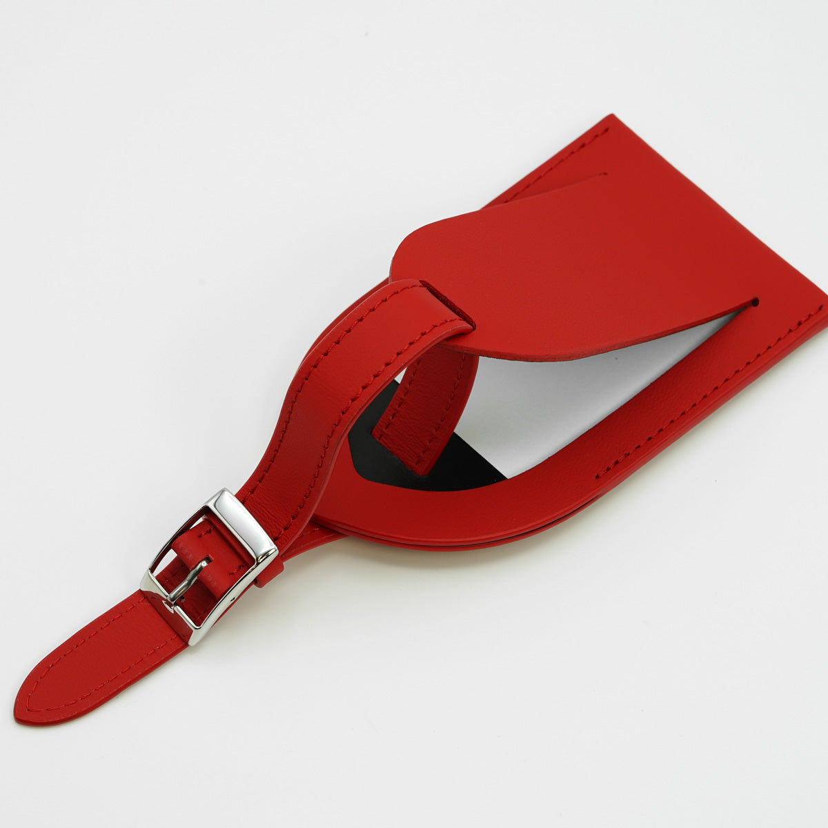 Bright Red Leather Luggage Tag 