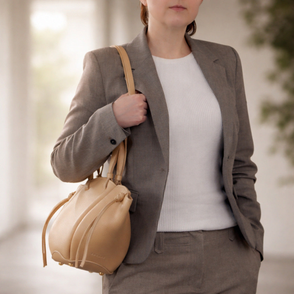 Voulez-Vous Bag, Textured Leather, Champagne